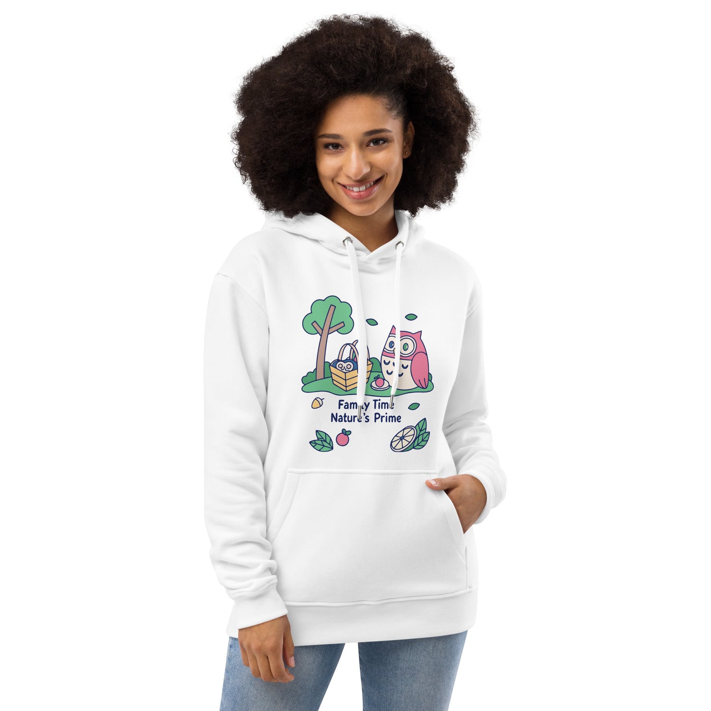 Premium Eco Hoodie – OwlElite Sustainable Fashion for Stylish Family Day Moments White Dudeily