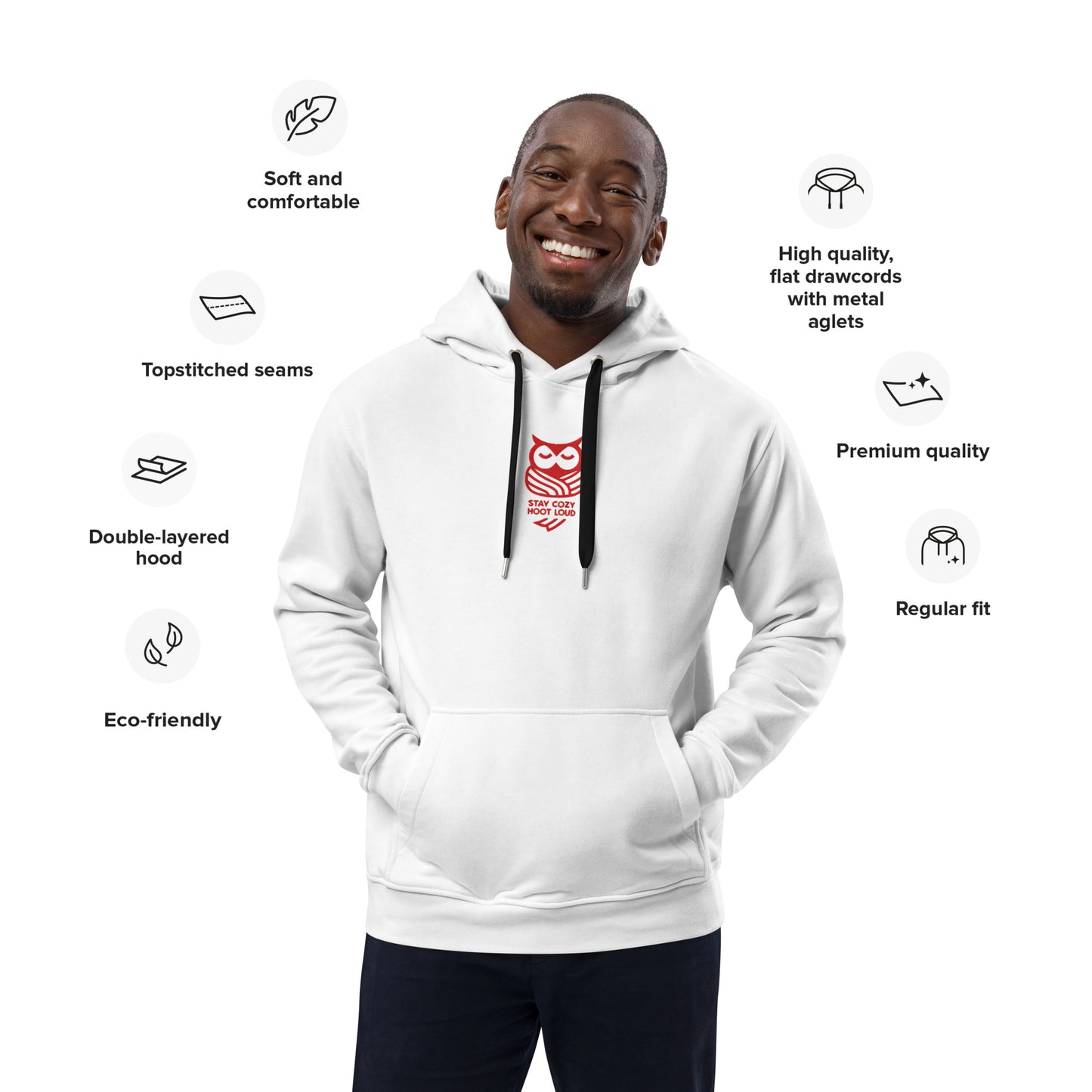 Owl Premium Eco Hoodie - Sustainable Fashion USA for Cozy Fall Vibes Dudeily