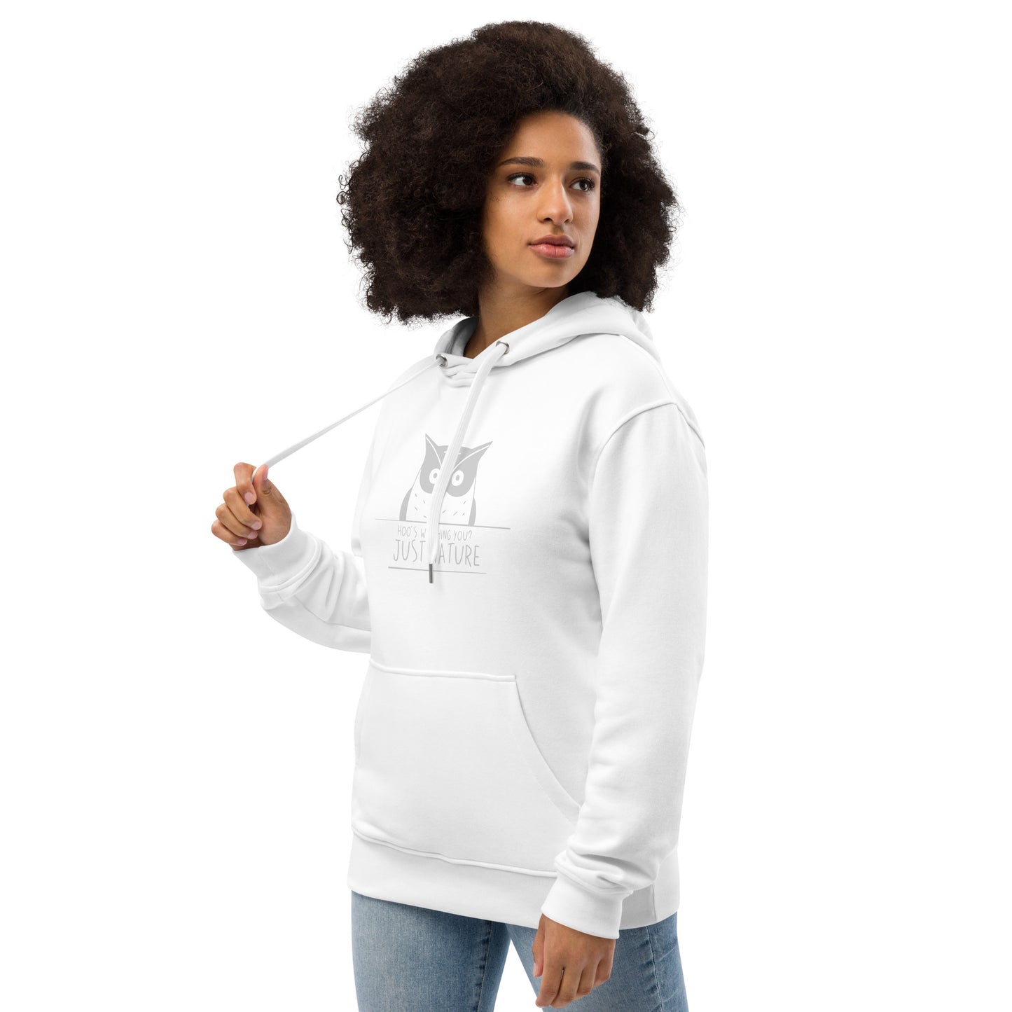 Premium Eco Hoodie: 'Hoo's Watching You? Just Nature' in Fall | Sustainable Owl Fashion USA Dudeily