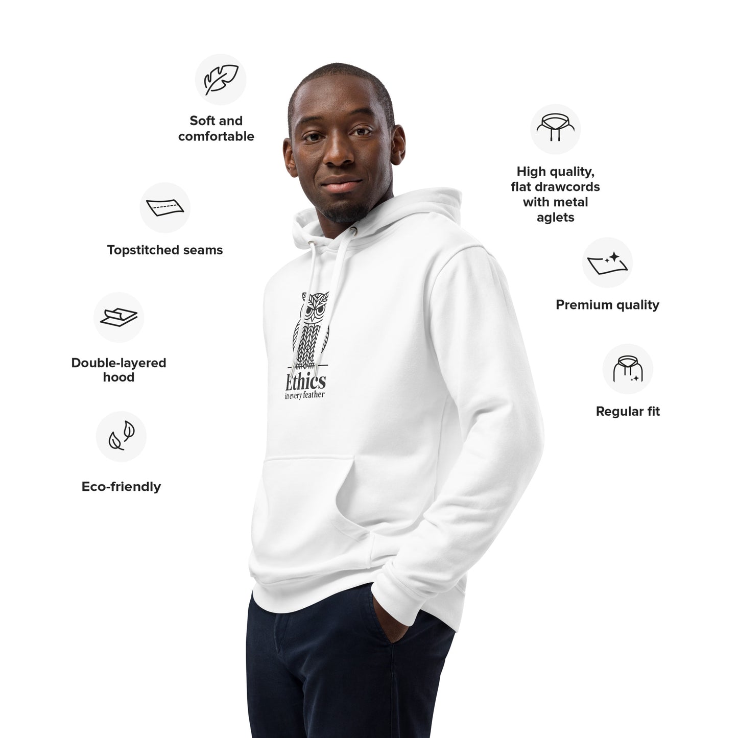 Premium Eco Hoodie: 'Ethics in Every Feather' | Sustainable Owl Fashion USA Dudeily