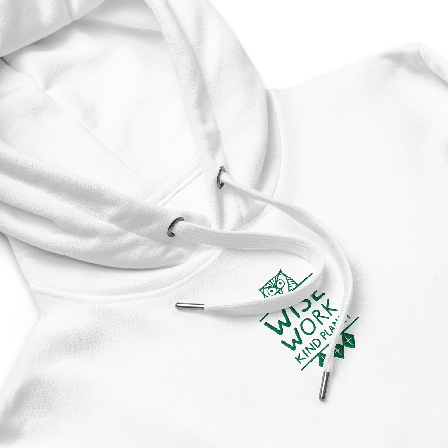 Premium Eco Hoodie: Wise Work, Kind Planet | Owl Embroidered Sustainable Fashion Dudeily