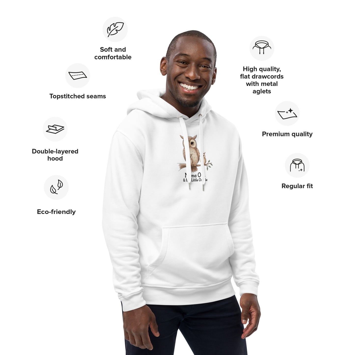 Premium Eco Hoodie - Owl Themed Sustainable Fashion Dudeily