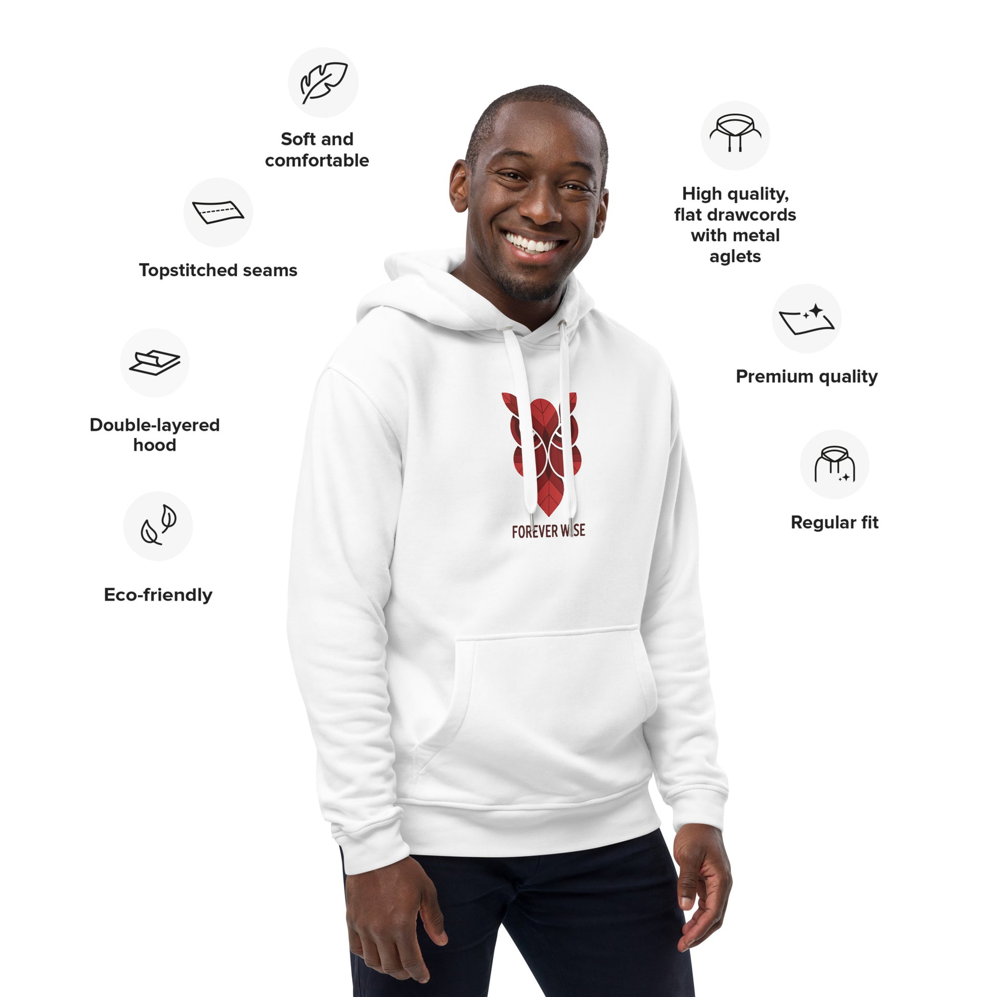 Premium Eco Hoodie: 'Forever Wise' in Fall | Sustainable Owl Fashion USA Dudeily