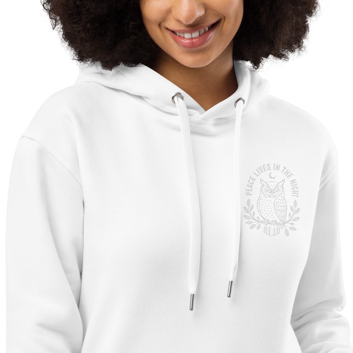Owl Premium Eco Hoodie-'Peace Lives in the Night' in Fall | Sustainable Fashion Dudeily