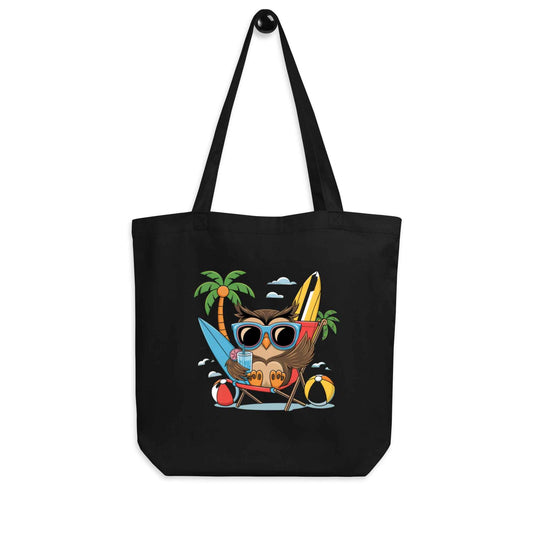 Owl Themed Eco Tote Bags - Sustainable, Stylish, and Practical for Daily Use Black Dudeily