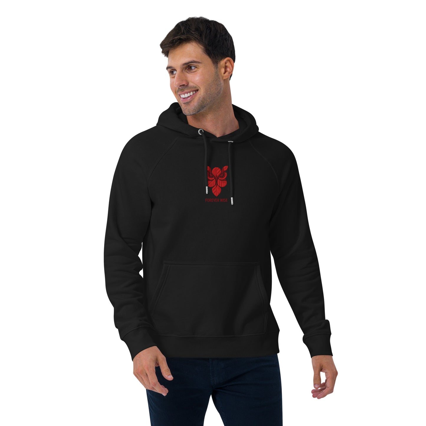 Owl Unisex Eco Raglan Hoodie: 'Forever Wise' in Fall | Sustainable Fashion USA Dudeily