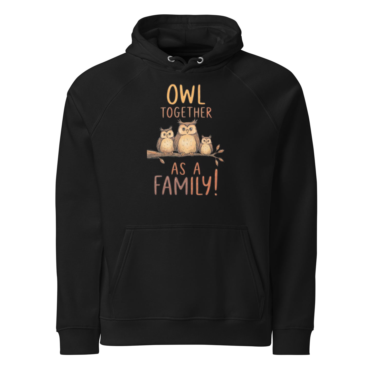 OwlNest Unisex Eco Raglan Hoodie – Where Comfort Meets Conscious Living Black Dudeily