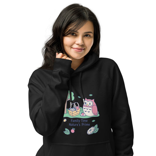 Unisex Eco Raglan Hoodie – OwlWing Sustainable Fashion for Family Day Comfort Dudeily