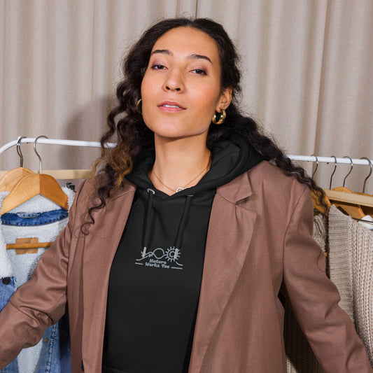 Unisex Eco Raglan Hoodie: Nature Works Too | Owl Embroidered Sustainable Fashion Dudeily