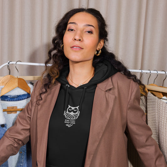 Sustainable Fashion USA | Owl Unisex Eco Raglan Hoodie: 'Stay Cozy Hoot Loud' in Fall Dudeily