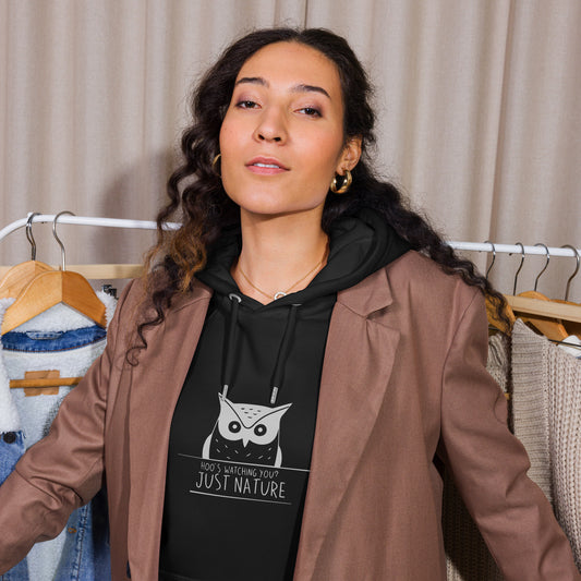 Eco Raglan Hoodie: 'Hoo's Watching You? Just Nature' in Fall | Eco-Friendly Owl Apparel USA Dudeily