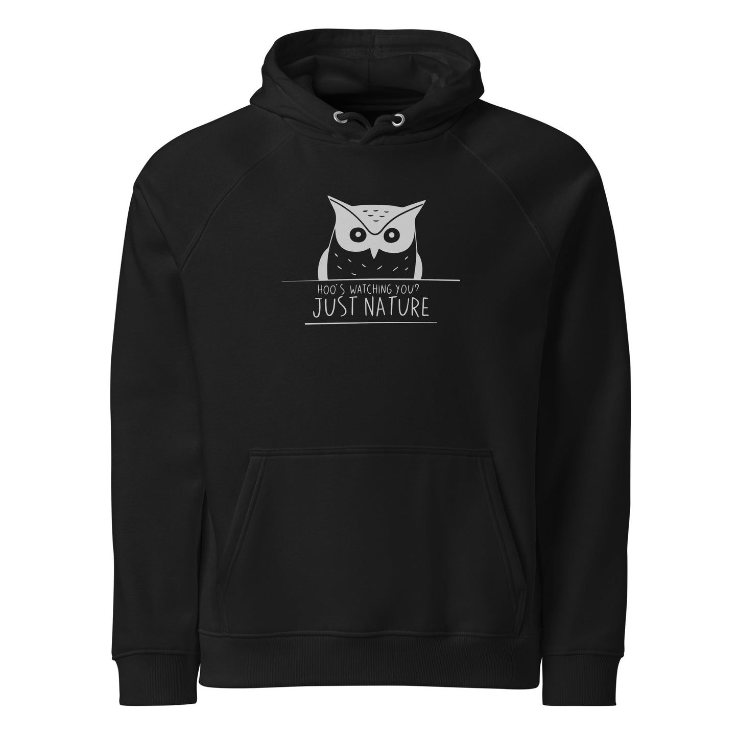 Eco Raglan Hoodie: 'Hoo's Watching You? Just Nature' in Fall | Eco-Friendly Owl Apparel USA Dudeily