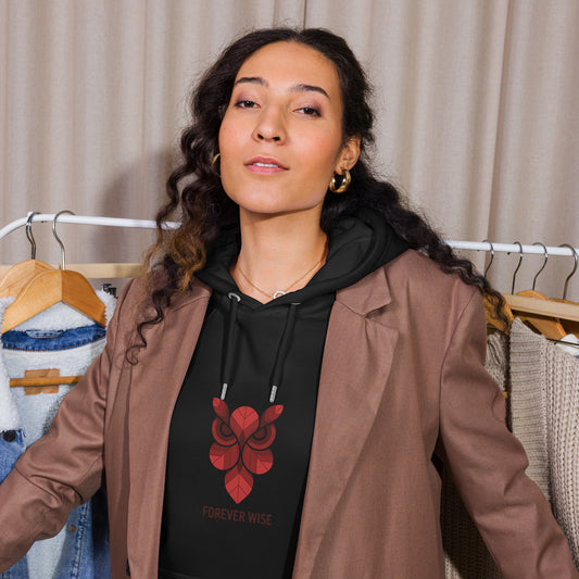 Unisex Eco Raglan Hoodie: 'Forever Wise' | Sustainable Owl Fashion USA Dudeily