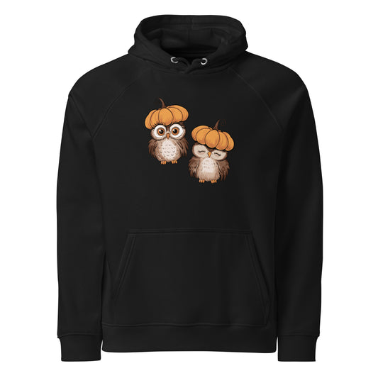 Unisex Eco Raglan Hoodie: Halloween Owl Sustainable Style USA Dudeily
