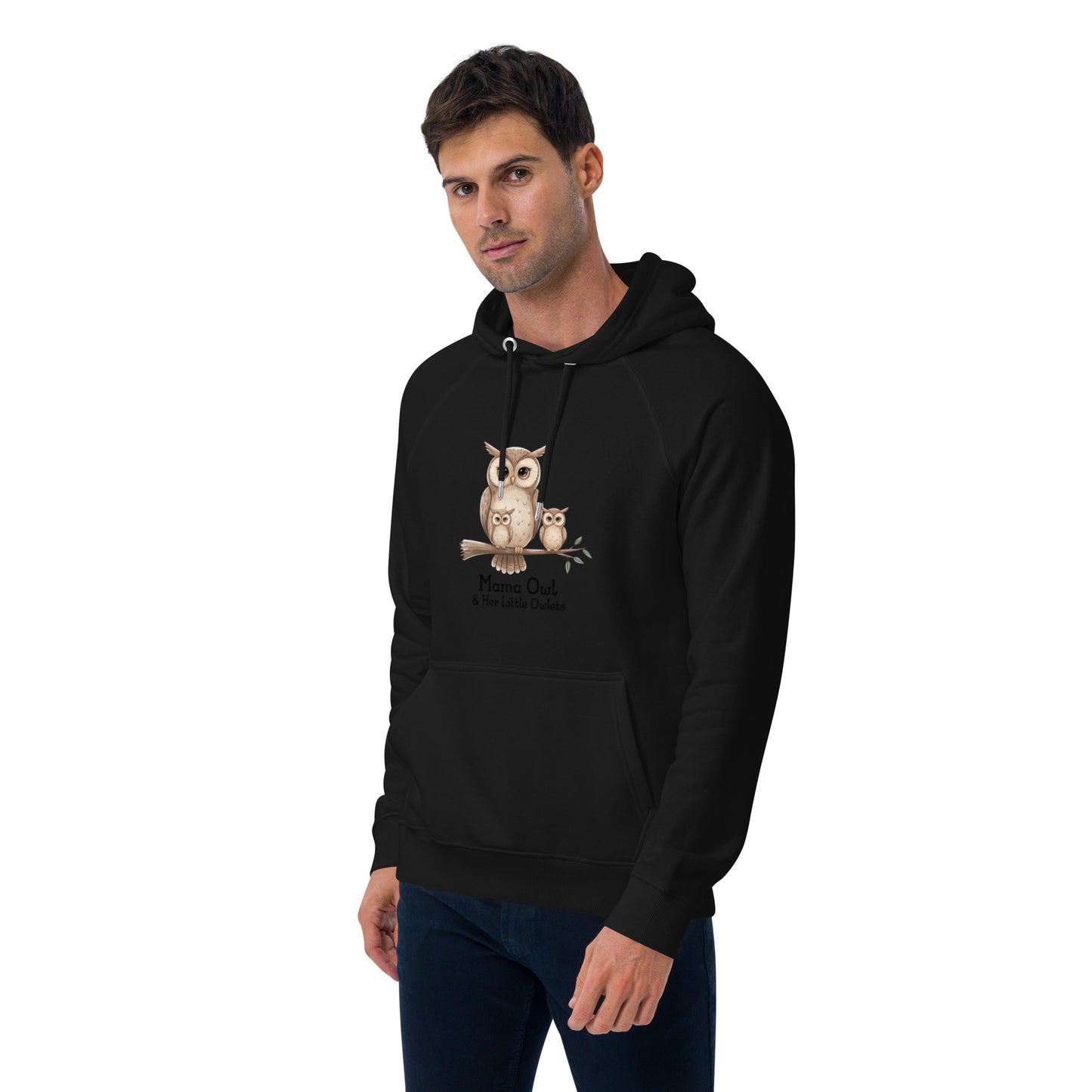 Unisex Eco Raglan Hoodie – Owl-Themed Eco-Friendly & Sustainable Dudeily