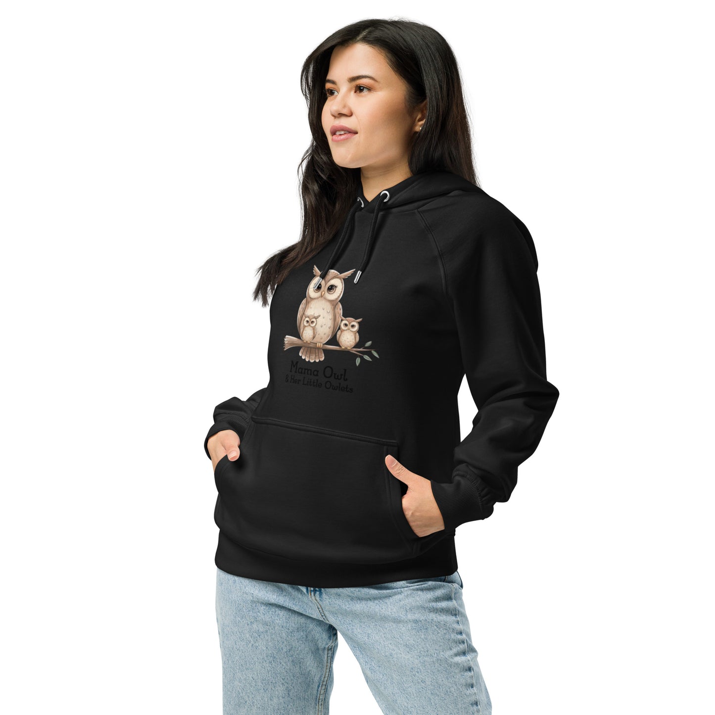 Unisex Eco Raglan Hoodie – Owl-Themed Eco-Friendly & Sustainable Dudeily