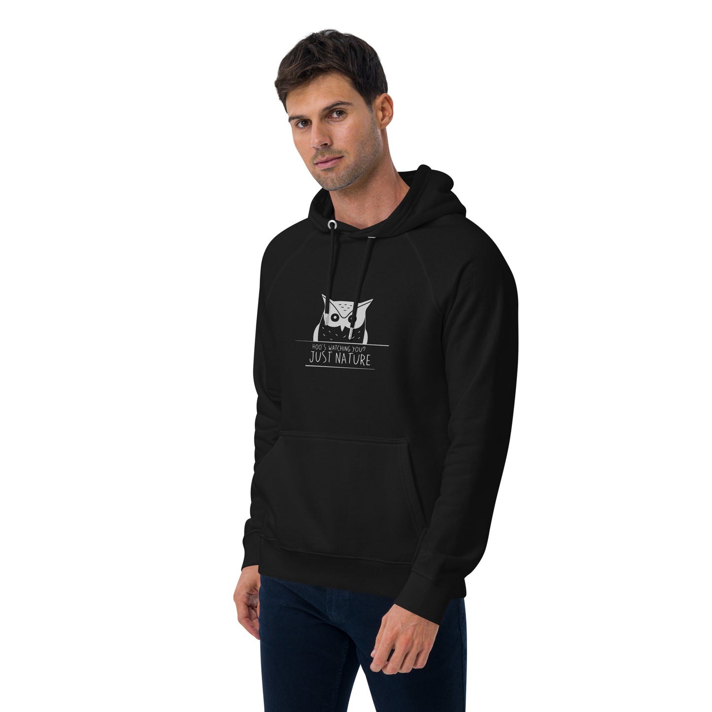Eco Raglan Hoodie: 'Hoo's Watching You? Just Nature' in Fall | Eco-Friendly Owl Apparel USA Dudeily