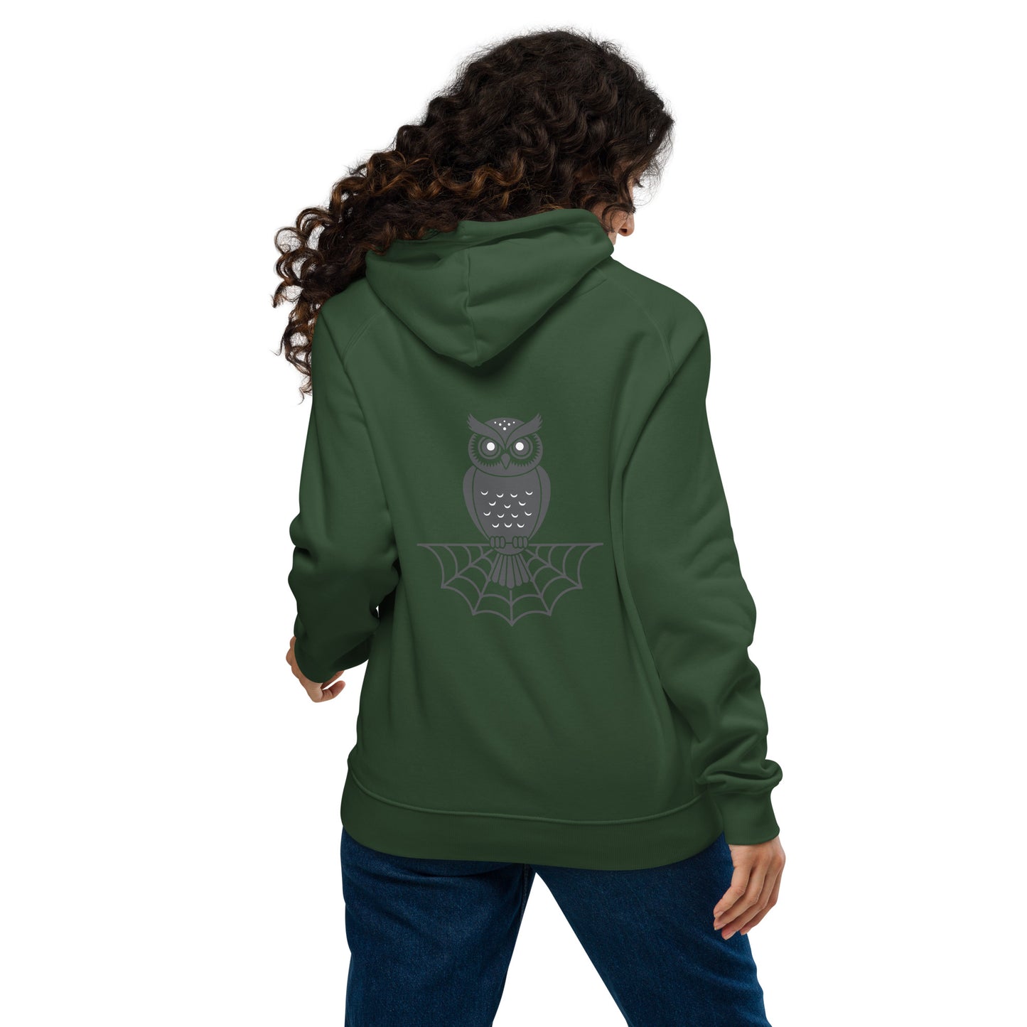 Unisex Eco Raglan Hoodie: Halloween Owl Sustainable Style USA Dudeily