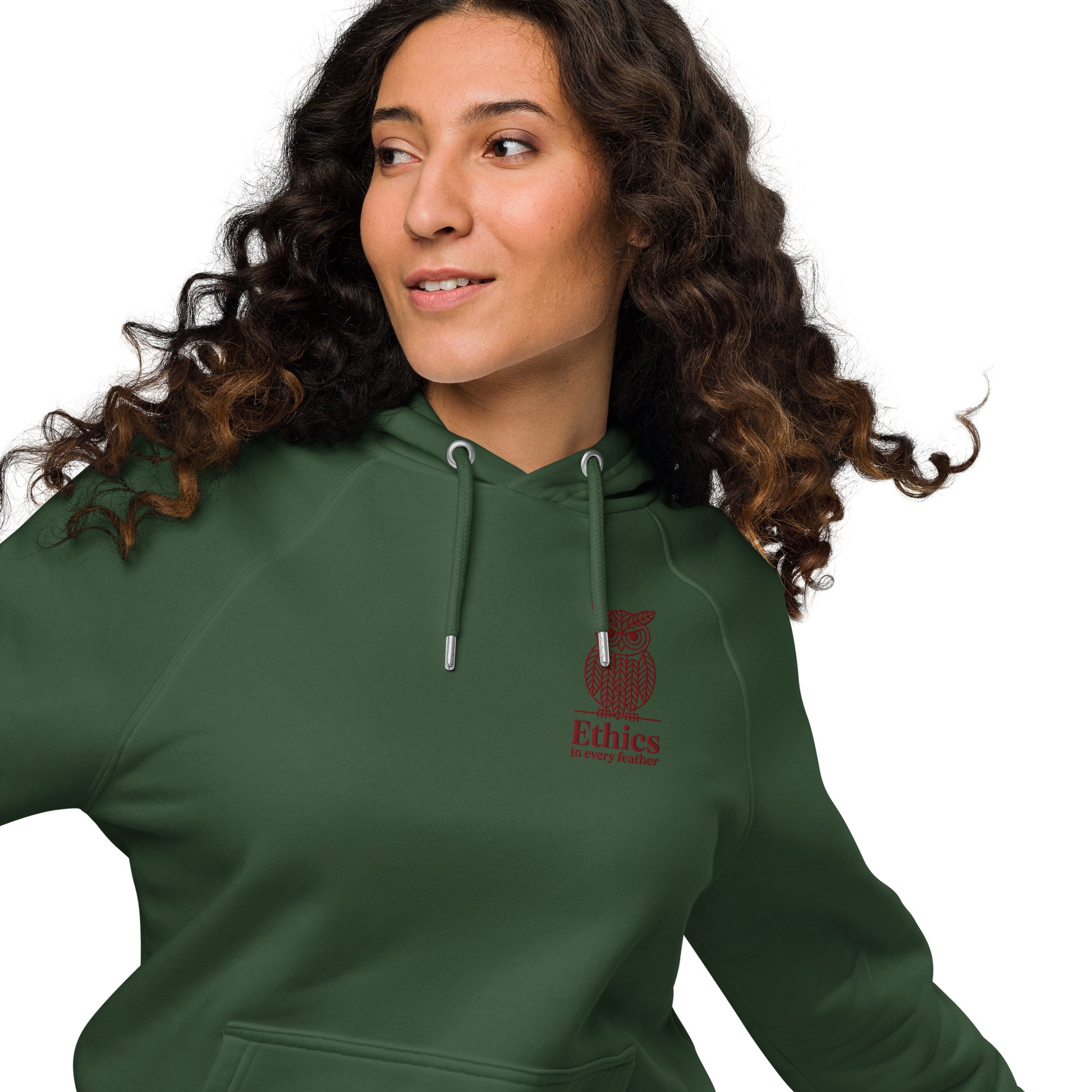 Owl Unisex Eco Raglan Hoodie – "Ethics in Every Feather" | Sustainable Fashion Dudeily
