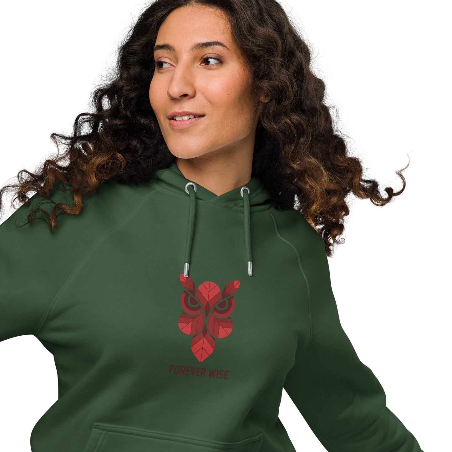 Unisex Eco Raglan Hoodie: 'Forever Wise' | Sustainable Owl Fashion USA Dudeily