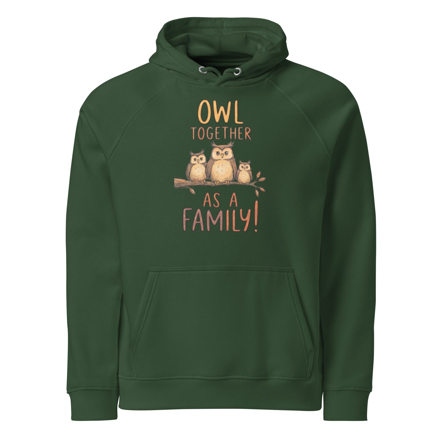 OwlNest Unisex Eco Raglan Hoodie – Where Comfort Meets Conscious Living Bottle green Dudeily