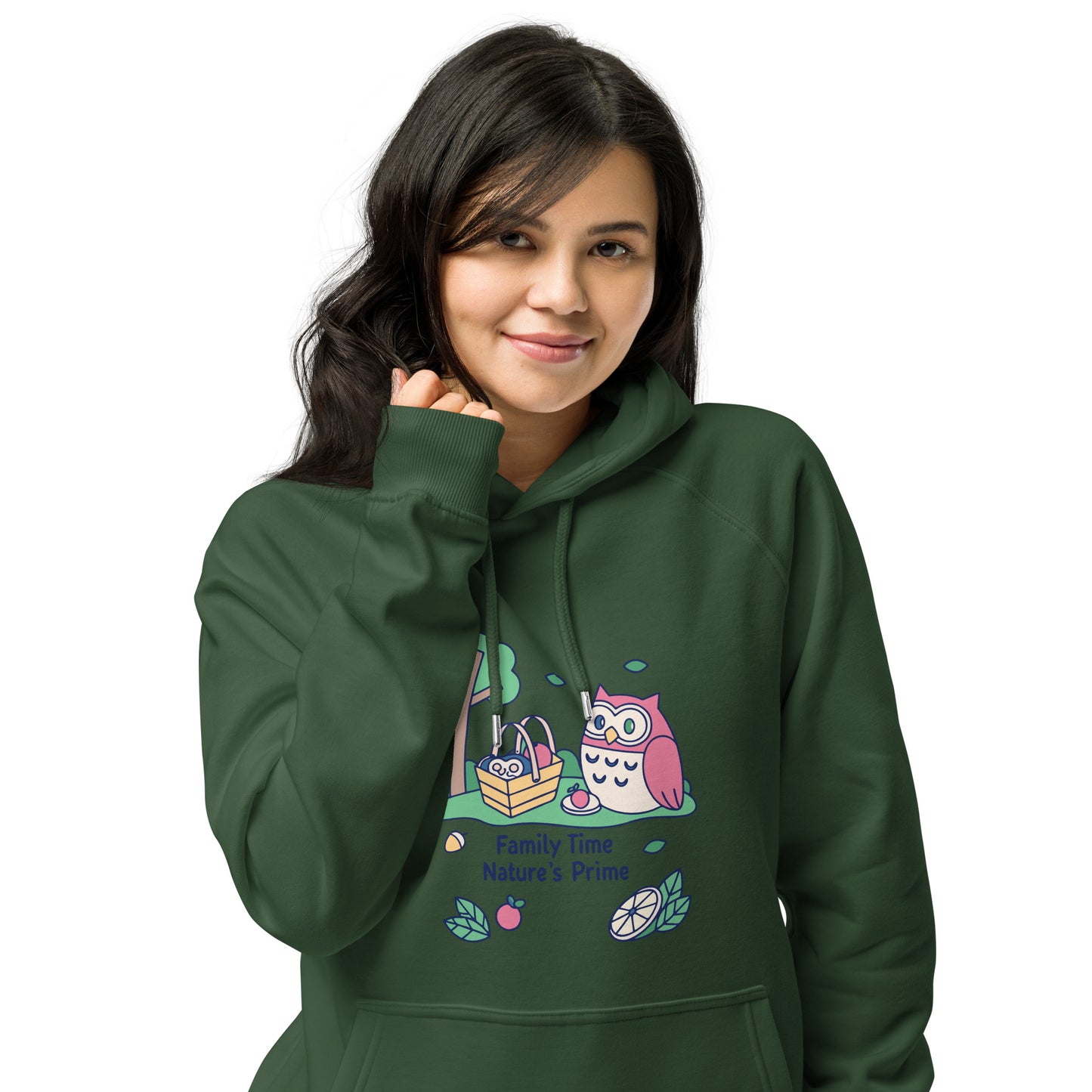Unisex Eco Raglan Hoodie – OwlWing Sustainable Fashion for Family Day Comfort Dudeily