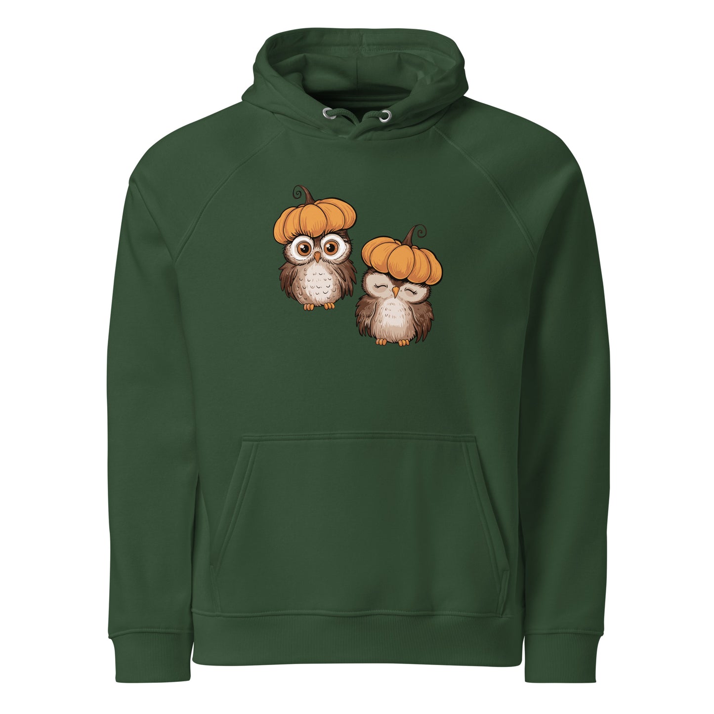 Unisex Eco Raglan Hoodie: Halloween Owl Sustainable Style USA Dudeily