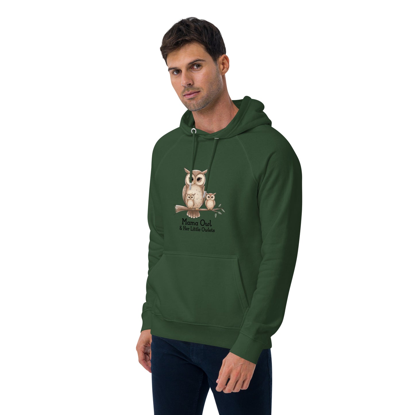 Unisex Eco Raglan Hoodie – Owl-Themed Eco-Friendly & Sustainable Dudeily