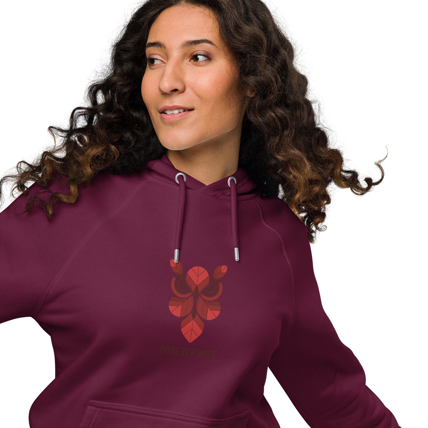 Unisex Eco Raglan Hoodie: 'Forever Wise' | Sustainable Owl Fashion USA Dudeily