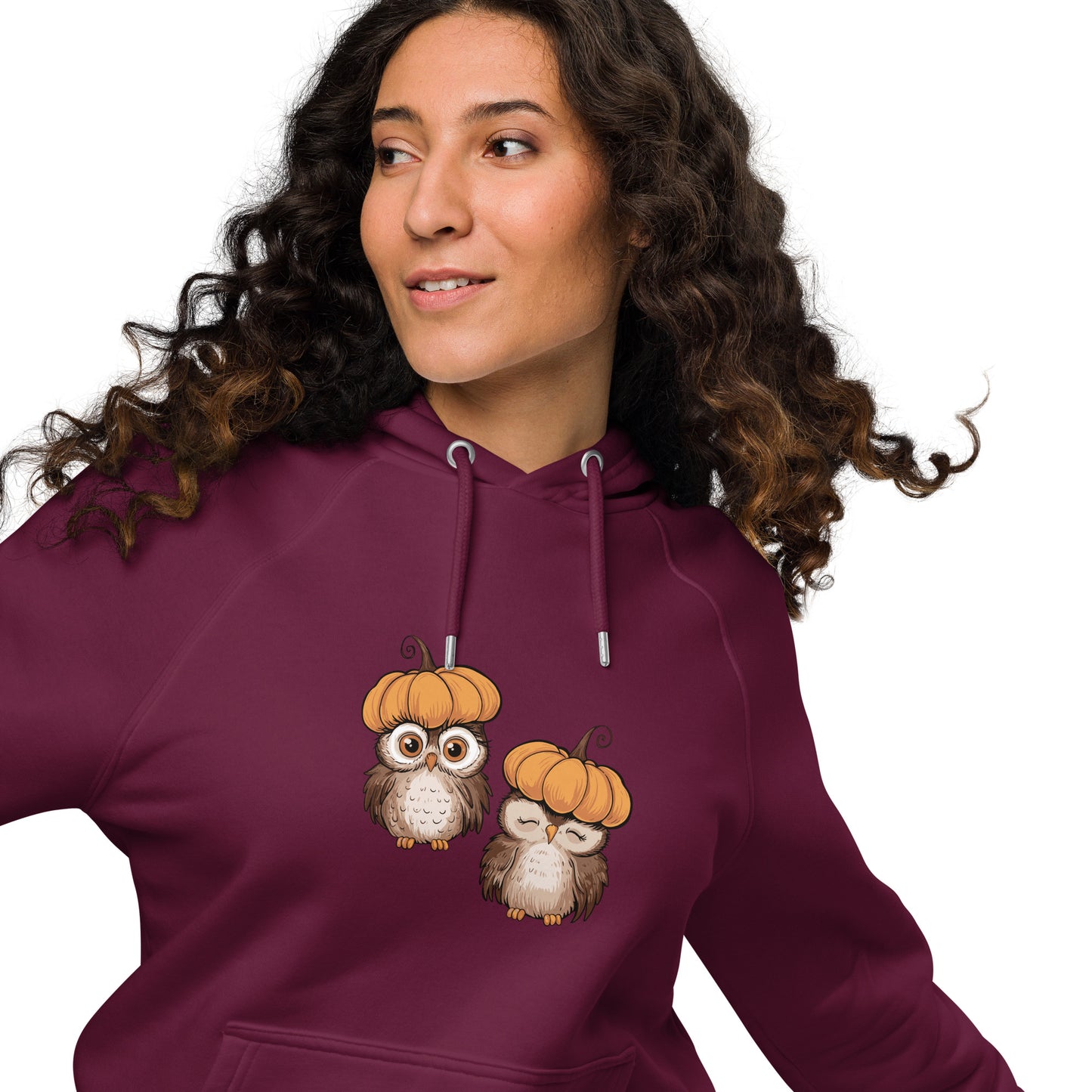 Unisex Eco Raglan Hoodie: Halloween Owl Sustainable Style USA Dudeily