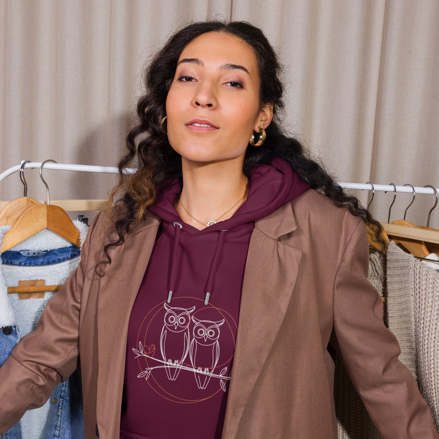 Unisex Eco Raglan Hoodie |Owl-Themed, Sustainable & Cozy Comfort Dudeily