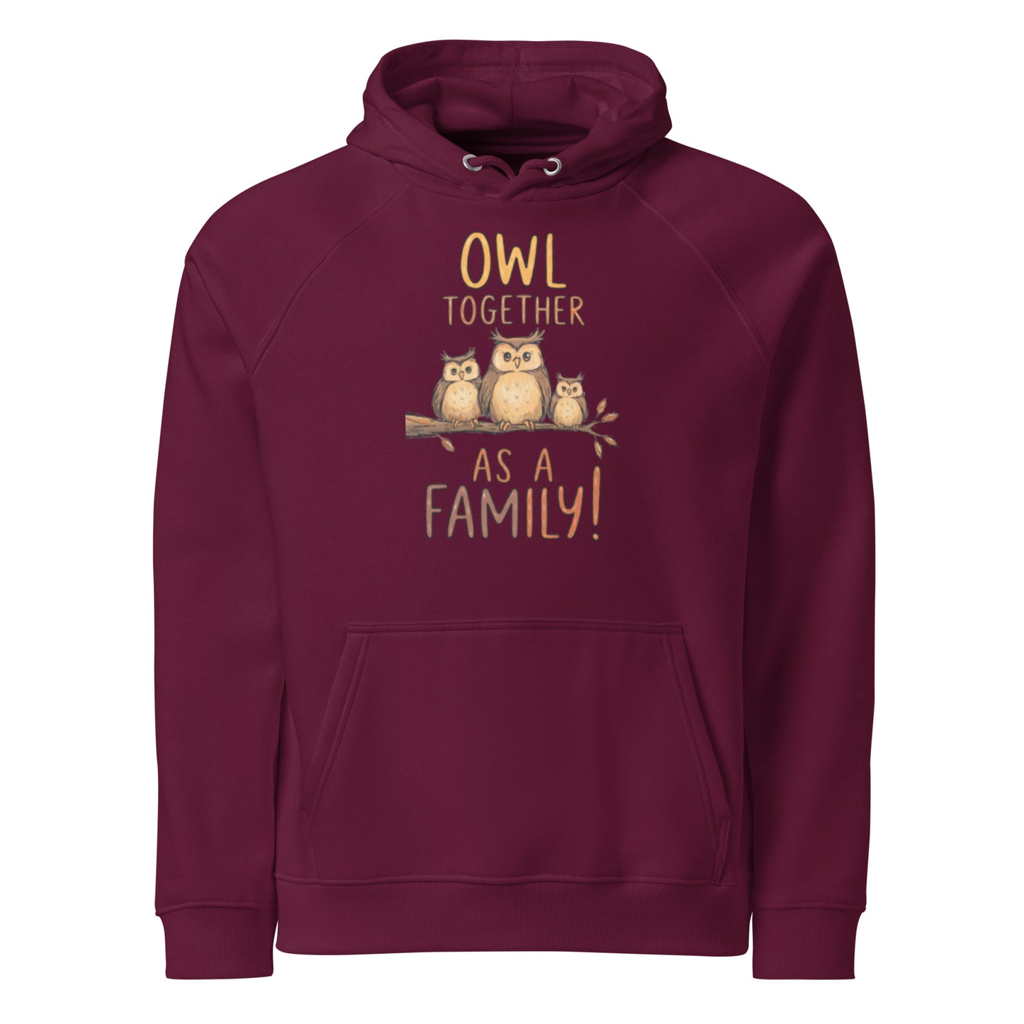 OwlNest Unisex Eco Raglan Hoodie – Where Comfort Meets Conscious Living Burgundy Dudeily