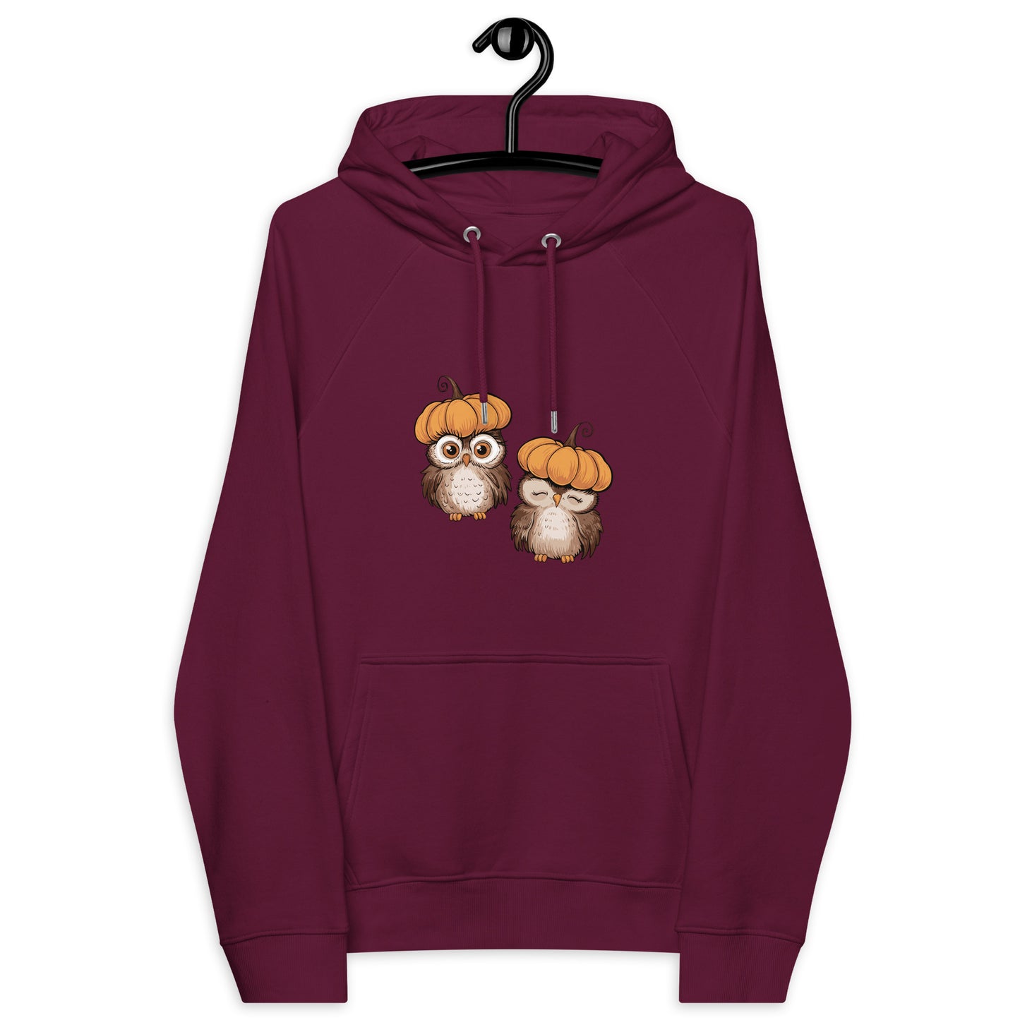 Unisex Eco Raglan Hoodie: Halloween Owl Sustainable Style USA Dudeily
