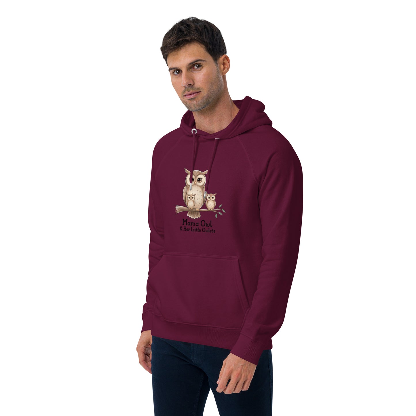 Unisex Eco Raglan Hoodie – Owl-Themed Eco-Friendly & Sustainable Dudeily