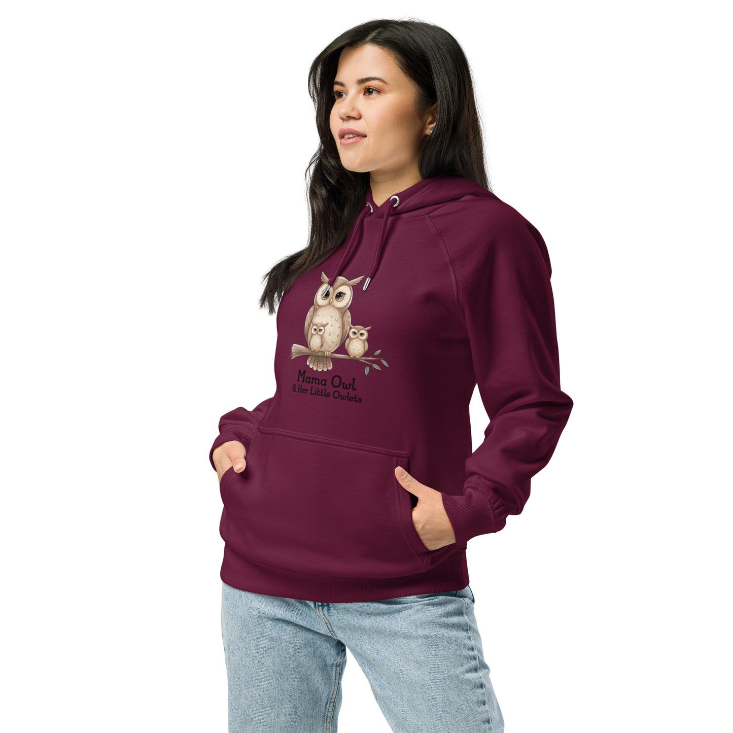 Unisex Eco Raglan Hoodie – Owl-Themed Eco-Friendly & Sustainable Dudeily