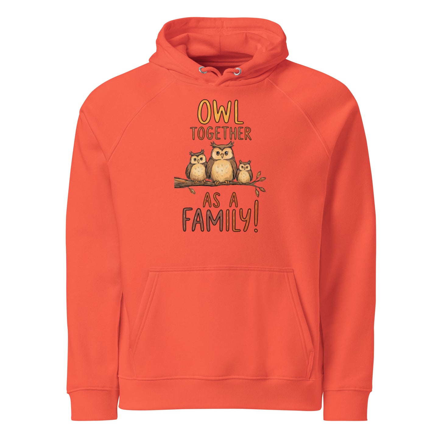 OwlNest Unisex Eco Raglan Hoodie – Where Comfort Meets Conscious Living Burnt Orange Dudeily
