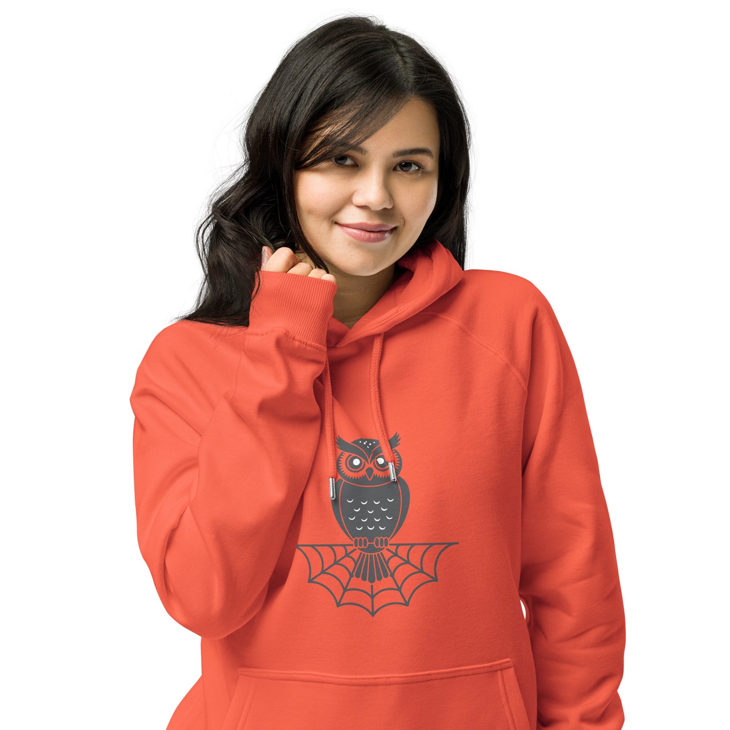 Unisex Eco Raglan Hoodie: Halloween Owl Sustainable Style USA Dudeily