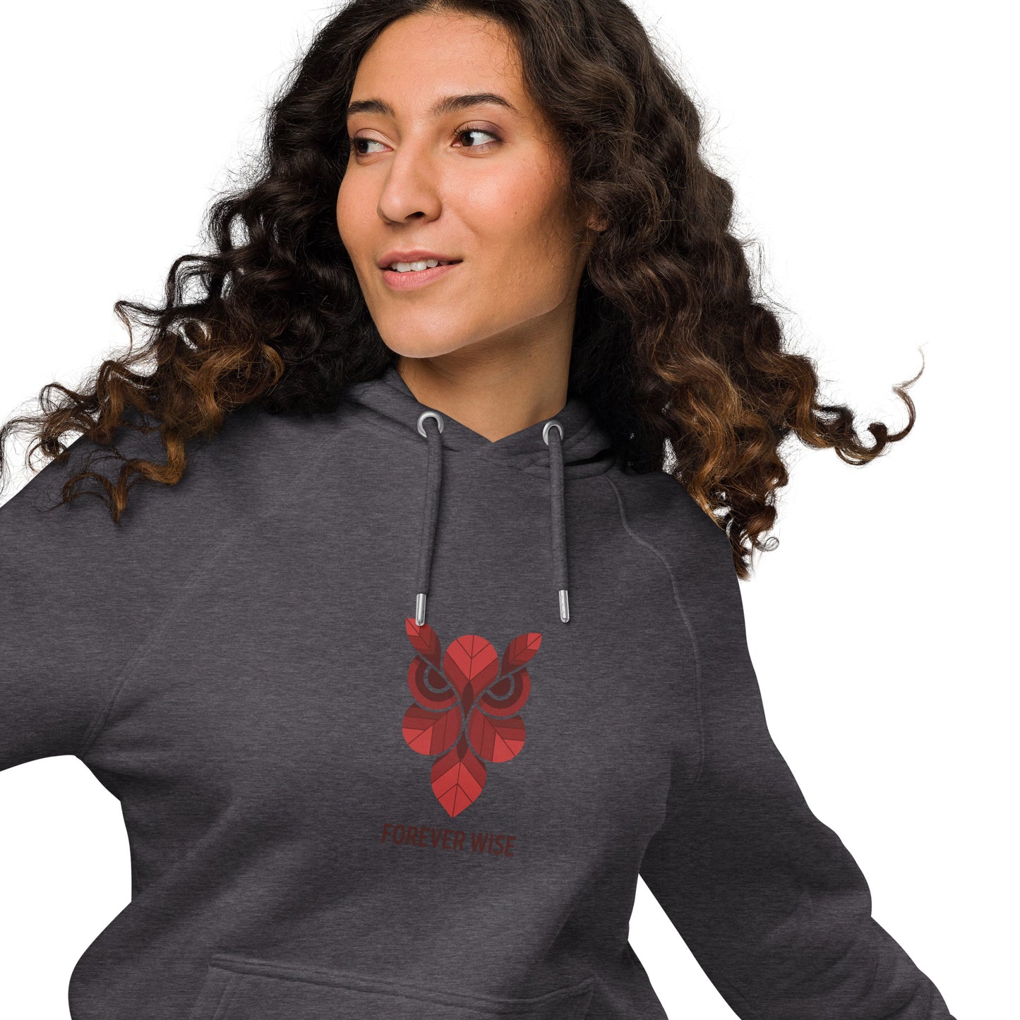 Unisex Eco Raglan Hoodie: 'Forever Wise' | Sustainable Owl Fashion USA Dudeily