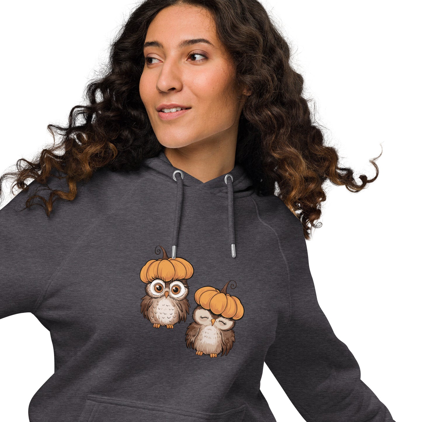 Unisex Eco Raglan Hoodie: Halloween Owl Sustainable Style USA Dudeily