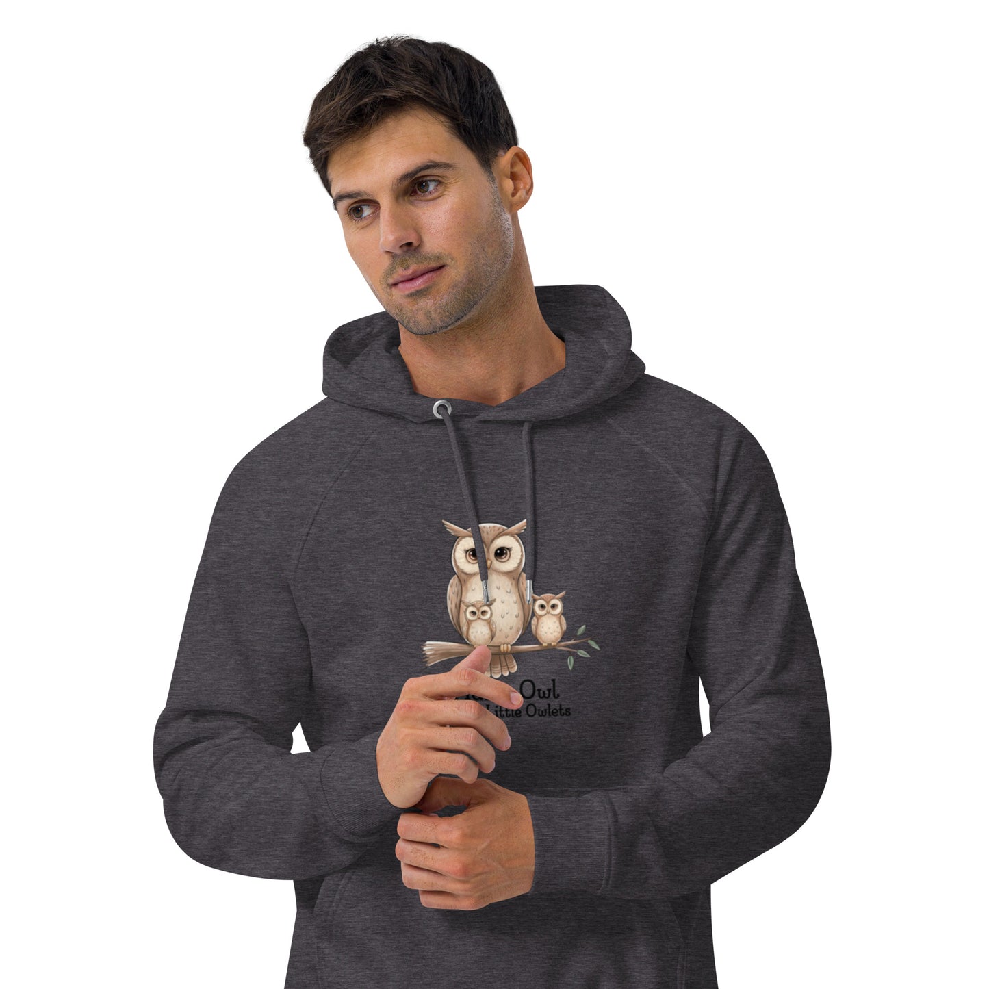 Unisex Eco Raglan Hoodie – Owl-Themed Eco-Friendly & Sustainable Dudeily