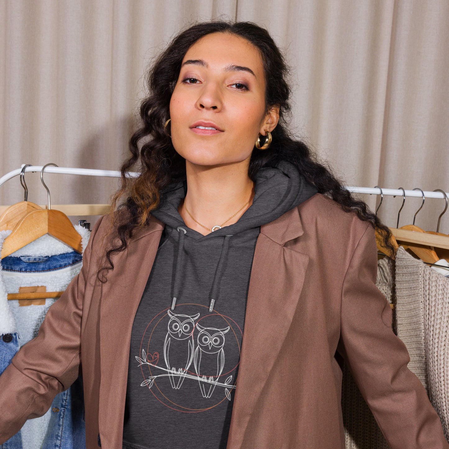 Unisex Eco Raglan Hoodie |Owl-Themed, Sustainable & Cozy Comfort Dudeily