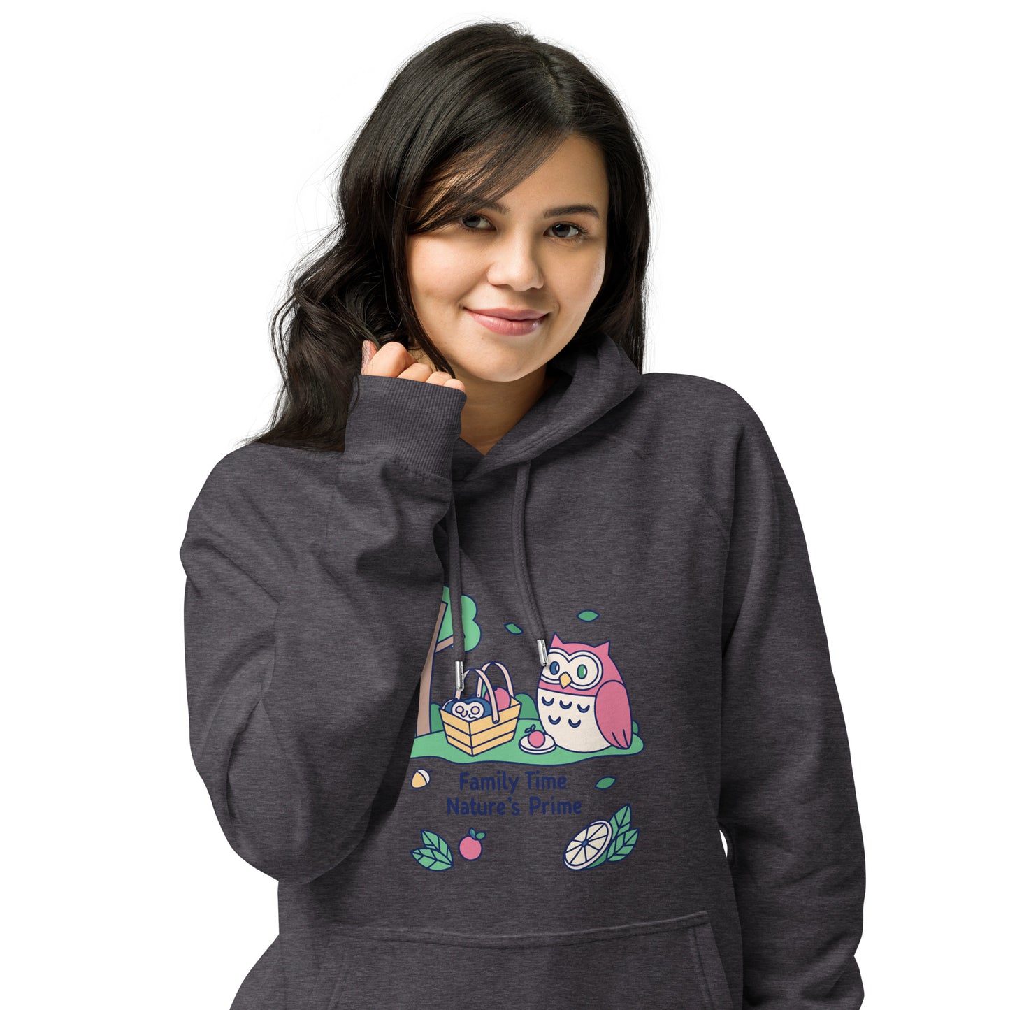 Unisex Eco Raglan Hoodie – OwlWing Sustainable Fashion for Family Day Comfort Dudeily