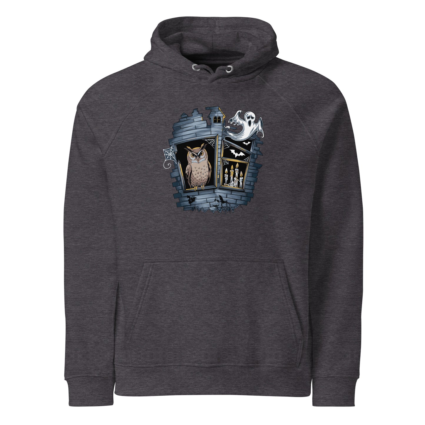 Unisex Eco Raglan Hoodie: Halloween Owl Cozy Sustainable Style USA Dudeily