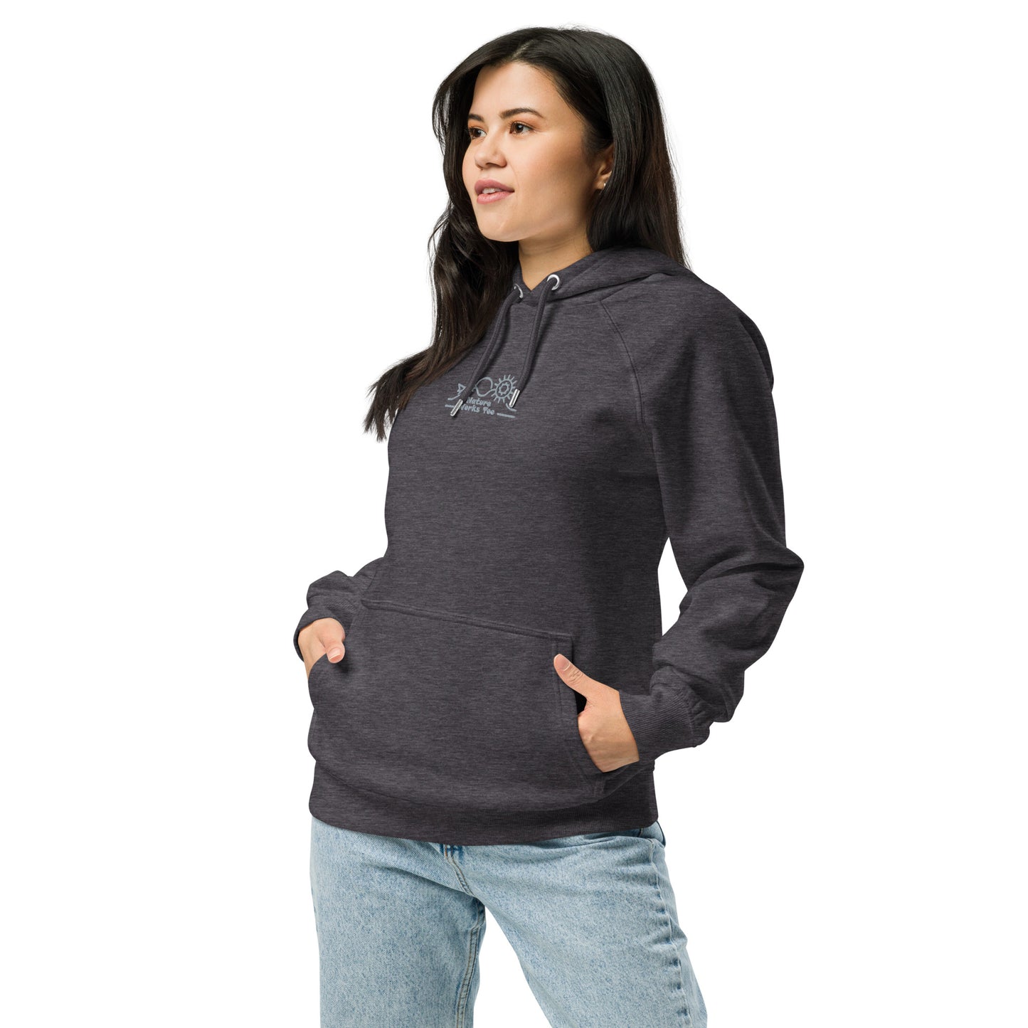 Unisex Eco Raglan Hoodie: Nature Works Too | Owl Embroidered Sustainable Fashion Dudeily