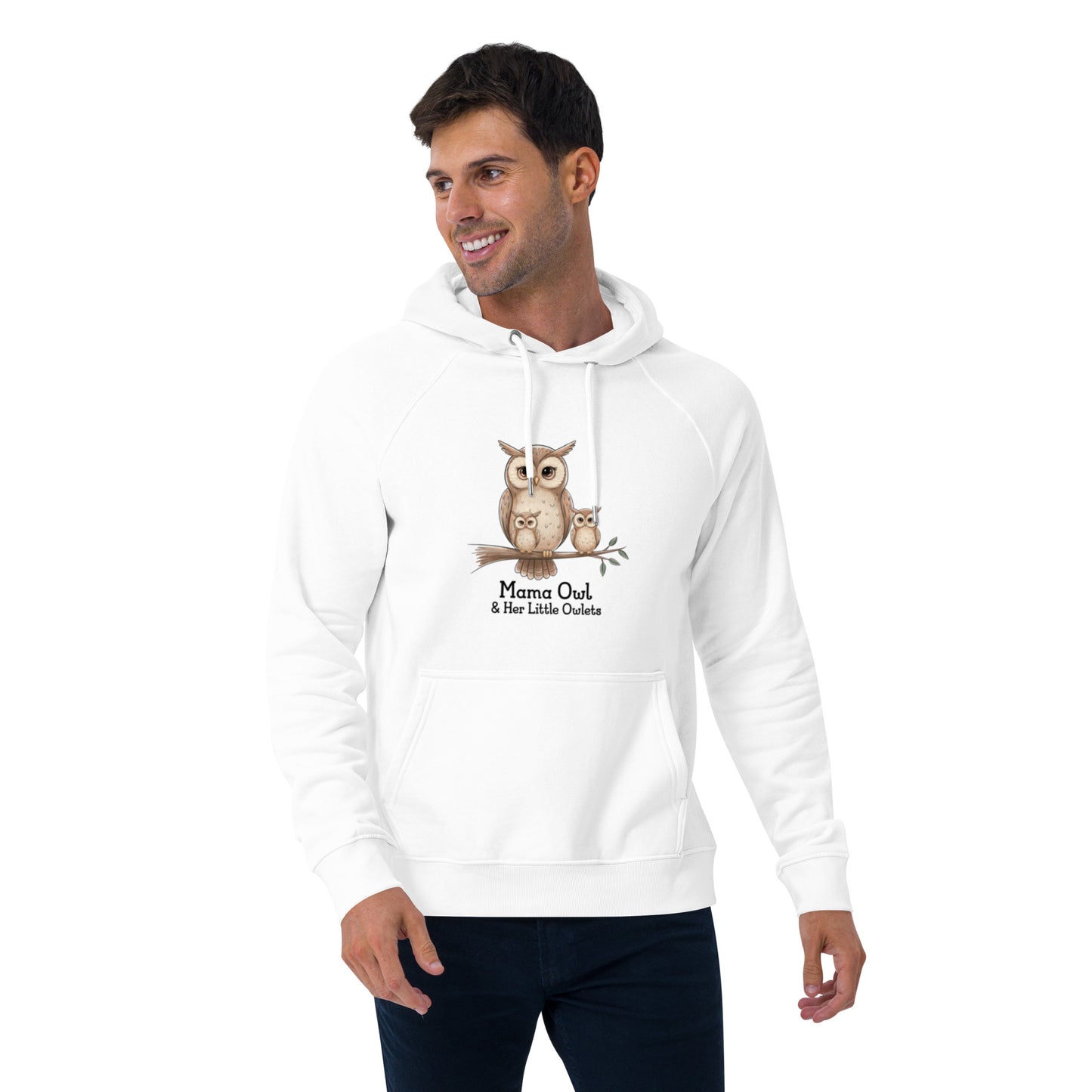Unisex Eco Raglan Hoodie – Owl-Themed Eco-Friendly & Sustainable Dudeily