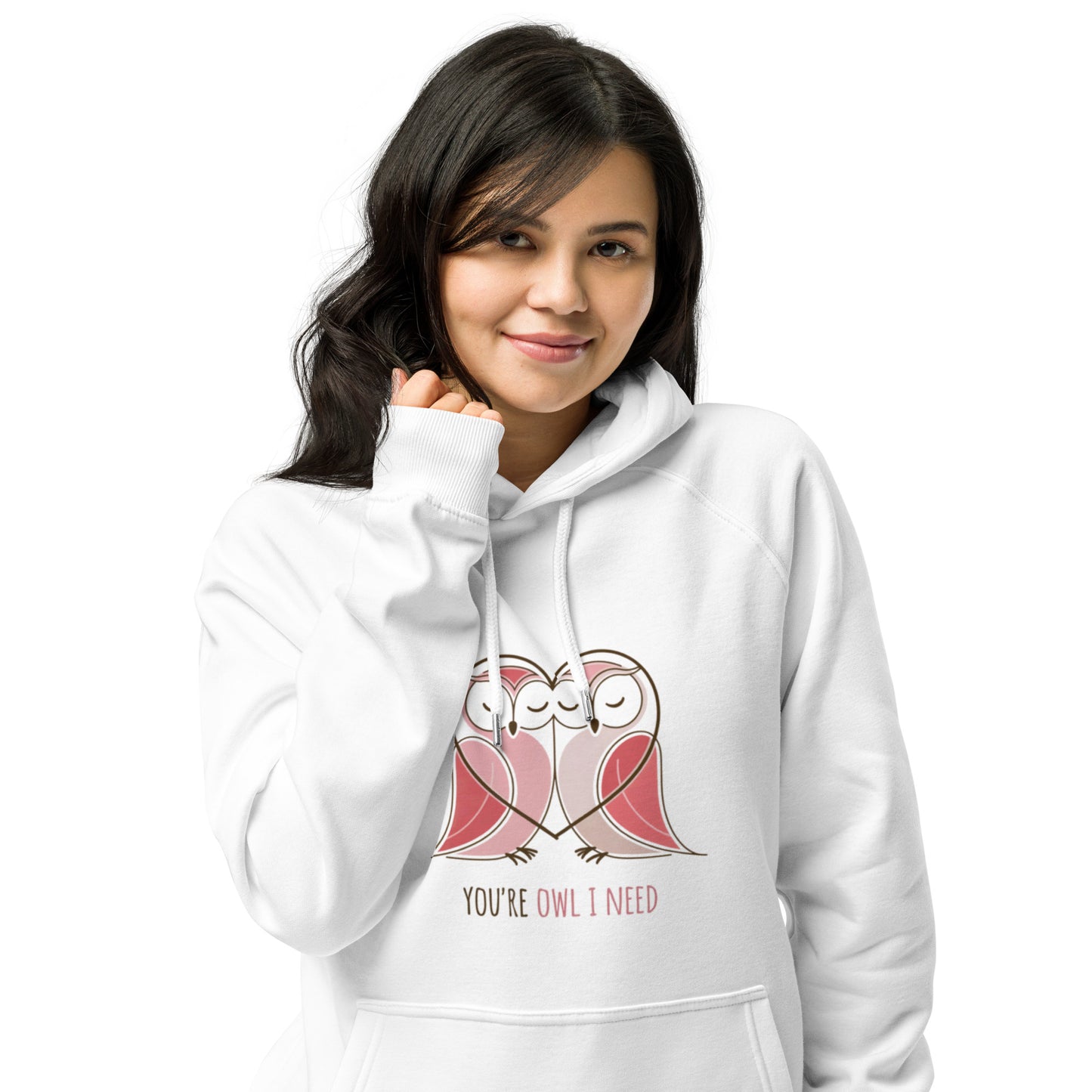 Owl-Themed Unisex Eco Raglan Hoodie | Sustainable, Stylish Comfort White Dudeily