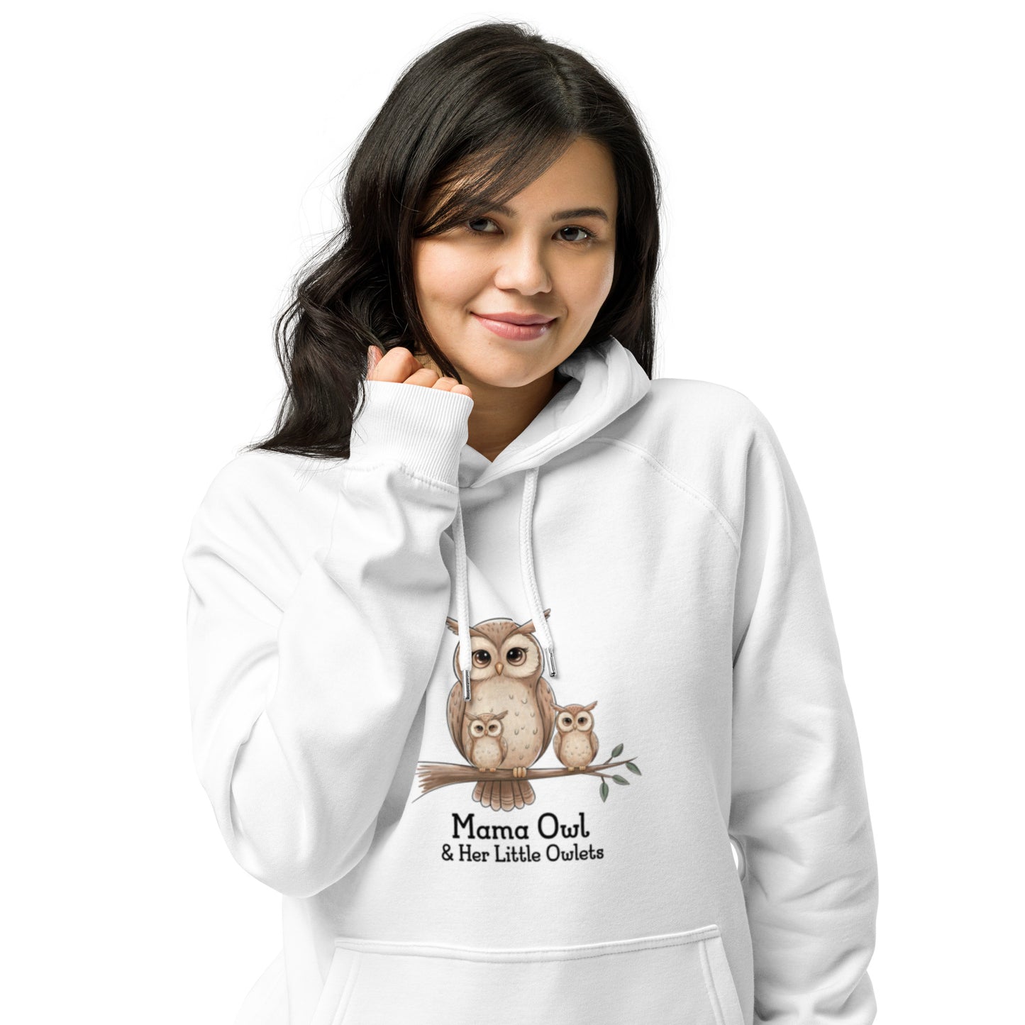 Unisex Eco Raglan Hoodie – Owl-Themed Eco-Friendly & Sustainable White Dudeily