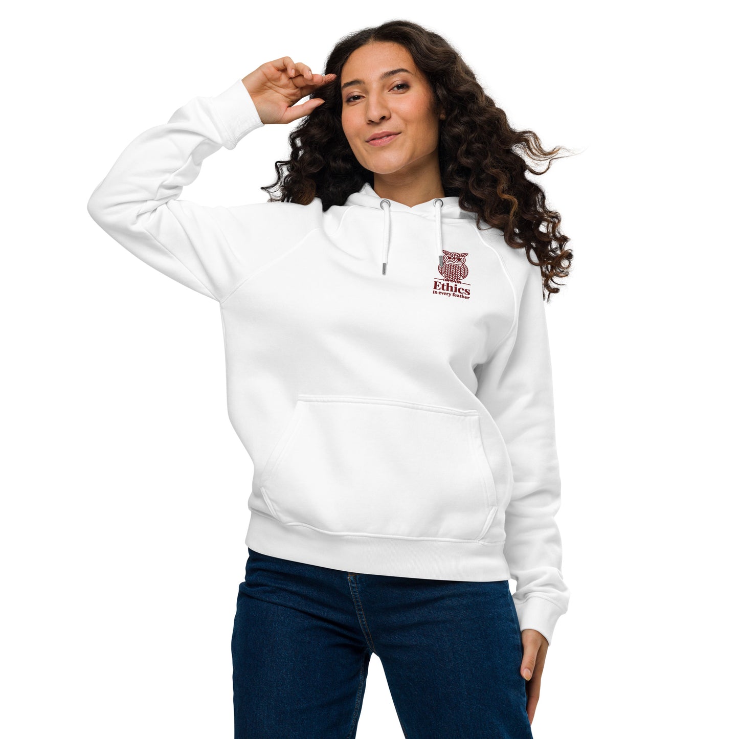 Owl Unisex Eco Raglan Hoodie – "Ethics in Every Feather" | Sustainable Fashion White Dudeily