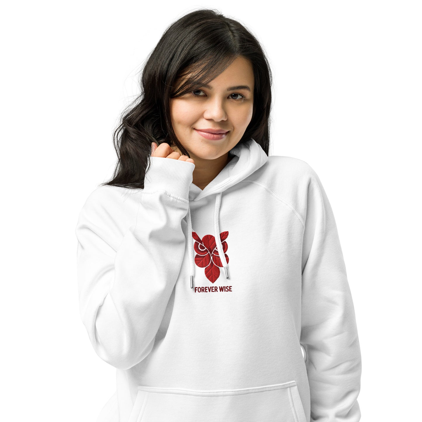Owl Unisex Eco Raglan Hoodie: 'Forever Wise' in Fall | Sustainable Fashion USA White Dudeily