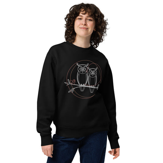 Unisex Eco Sweatshirt | Owl-Themed, Sustainable, Comfortable Style Black Dudeily